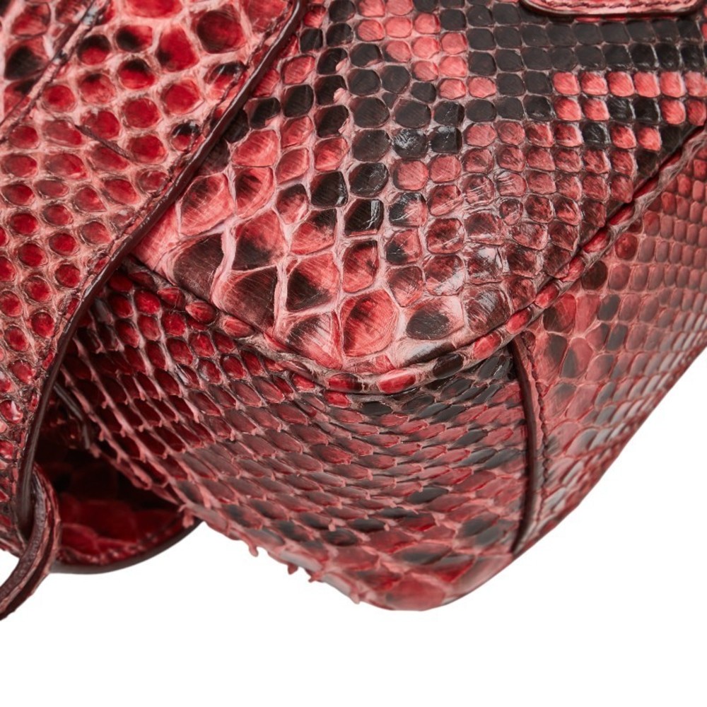Prada Bag Red Python Black Shoulder Leather Trian… - image 4